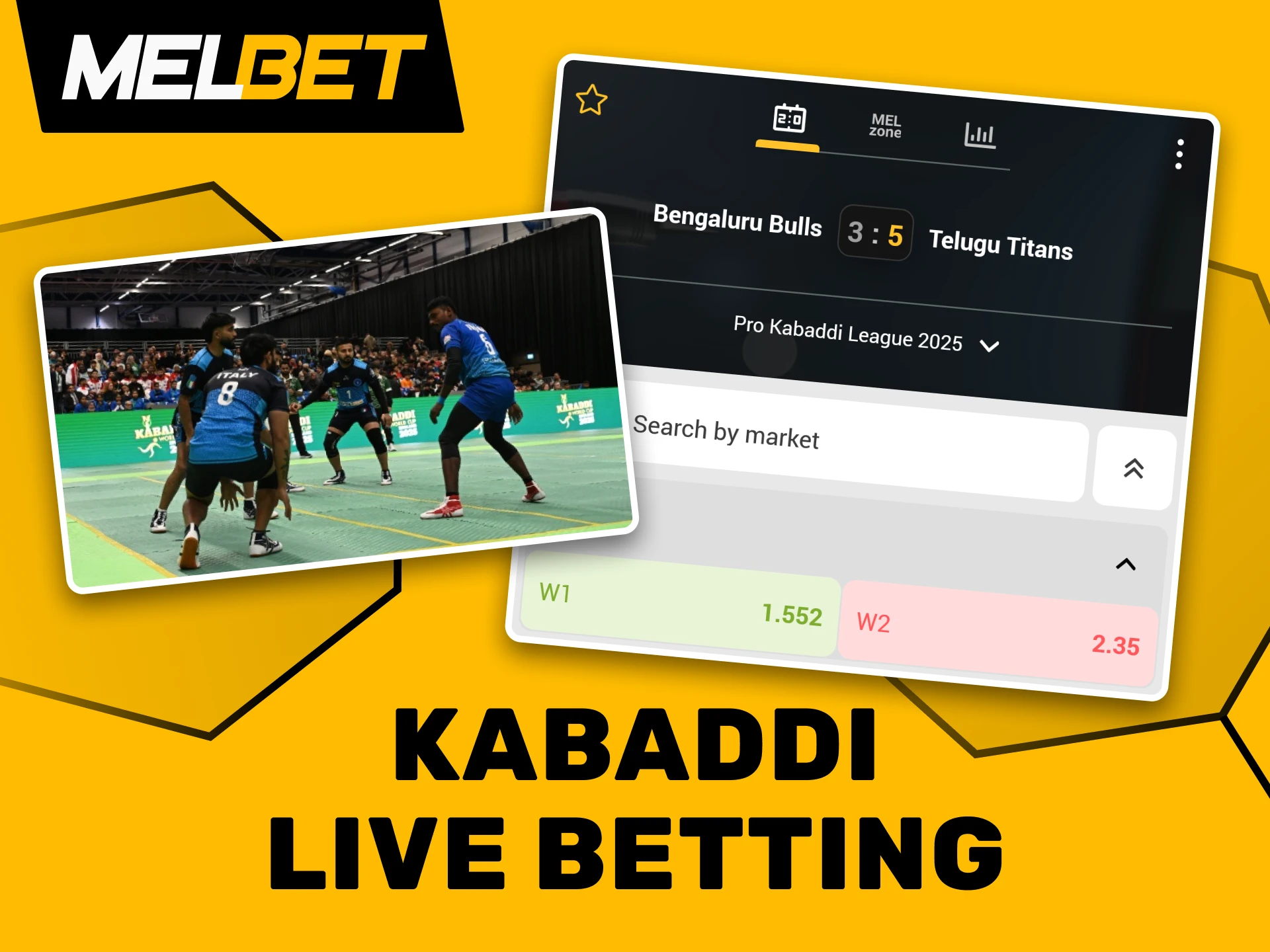 Bet on ongoing kabaddi matches via Melbet.